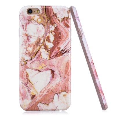 Luxury Marble Stone Pattern Slim Fit Soft Tpu Mobile Phone Case Cover Coque for iPhone 6/6S  -  PINK