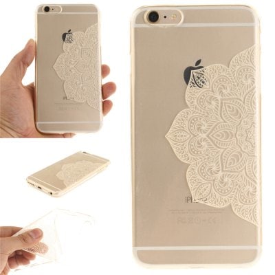 Cover Case for iPhone 6 Plus Half of White Flowers Soft Clear IMD TPU Phone Casing Mobile Smartphone