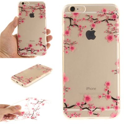 Cover Case for iPhone 6 Plus Up and Down The Plum Blossom Soft Clear IMD TPU Phone Casing Mobile Smartphone