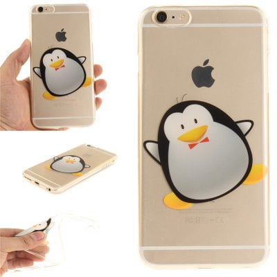 Cover Case for iPhone 6 Plus Cartoon Penguin Soft Clear IMD TPU Phone Casing Mobile Smartphone