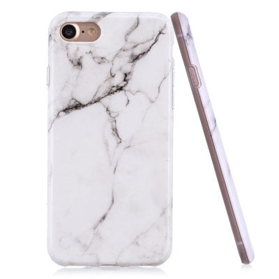 Luxury Marble Stone Pattern Slim Fit Soft Tpu Mobile Phone Case Cover Coque for iPhon 7 - White Marble