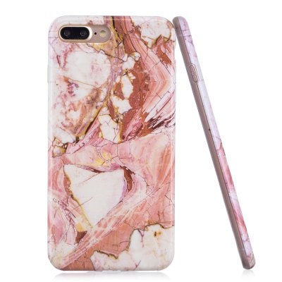 Luxury Marble Stone Pattern Slim Fit Soft Tpu Mobile Phone Case Cover Coque for iPhone 8 Plus  -  PINK