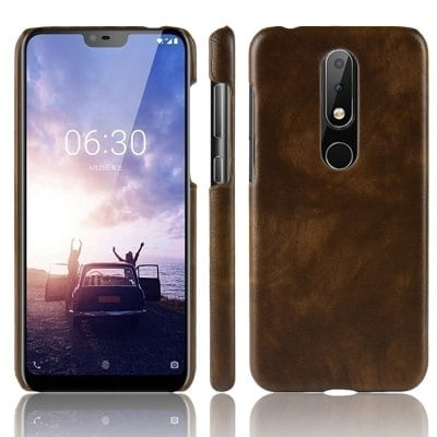 Litchi Grain PU Leather Coated Hard PC Case for Nokia X6