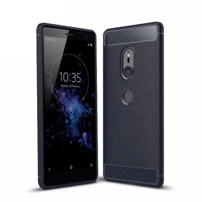 for Sony Xperia XZ2 Case Brushed Texture Carbon Fiber Shockproof TPU Cover