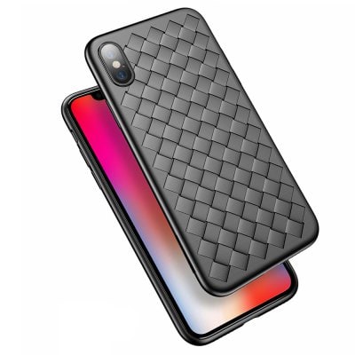 Super Soft Phone Case for iPhone X Luxury Grid Weaving PlusCover Silicone