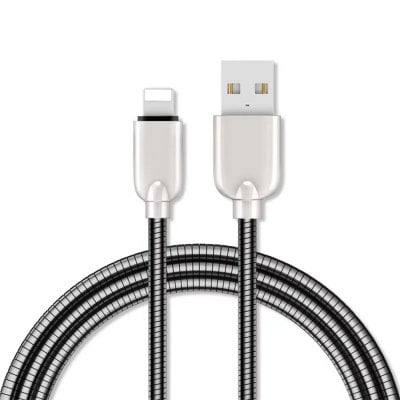 USB Cable for iPhone / iPad Fast Charger Highspeed Data Zinc Alloy Spring Cord Mobile Phone Charging