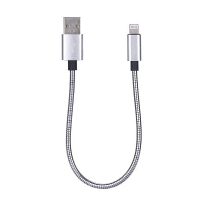 20cm Data Sync Fast Charging Cable for iPhone Metal Spring