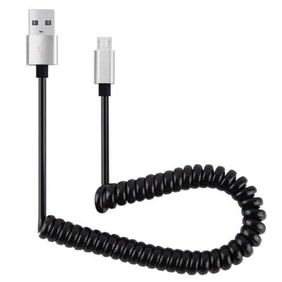 1M Flexible Elastic Stretch Micro USB Charging Spring Cable