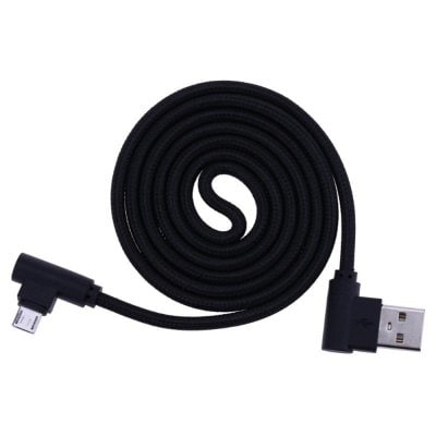 90 Degree 5Pin Mirco USB Biraided Data Sync Charging Cable for Android