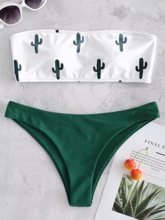 Cactus Print Bandeau Bikini