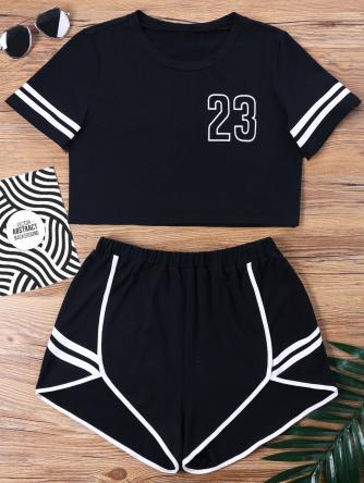 Contrast Binding Notch Shorts Two Piece Set