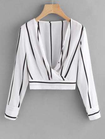 Crossed Front Stripes Blouse