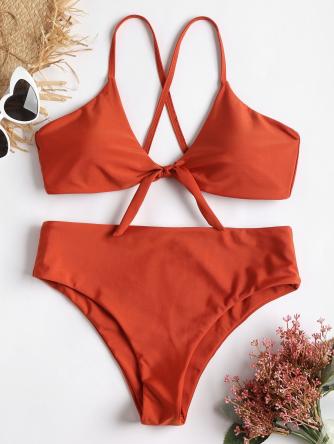 Knot High Cut Cross Bikini