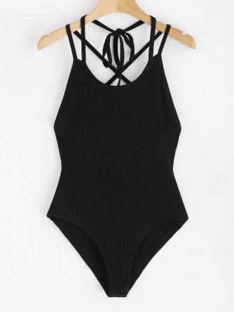 Ribbed Criss Cross Bodysuit