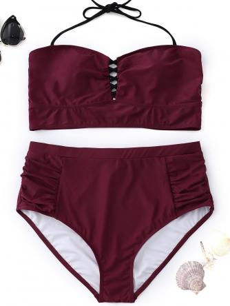 High Waisted Halter Plus Size Bikini