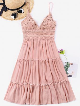 Crochet Empire Waisted Bowknot Back Dress