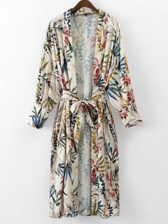 Belted Floral Kimono Blouse