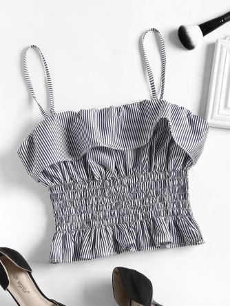 Ruffle Smocked Striped Cami Top