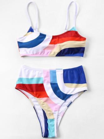 Color Block High Leg Bikini