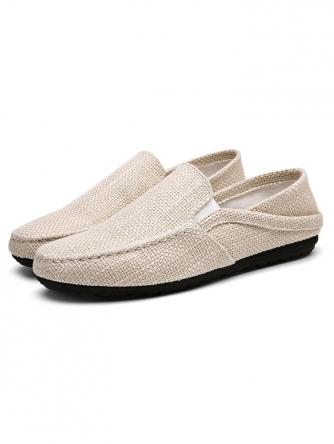 Men Linen Flat Shoes