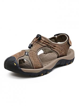 Summer Outdoor Beach Cowhide Leather Men Sandals