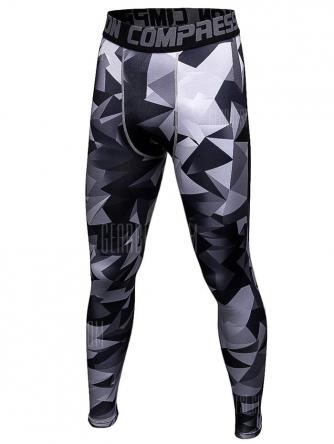 Male Triangle Camouflage Compression Long Training Pants