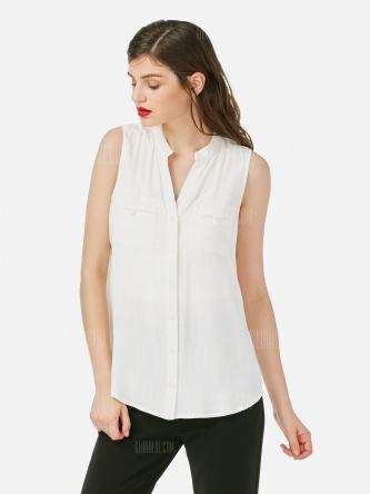 ZANSTYLE Women V Neck White Tank Top