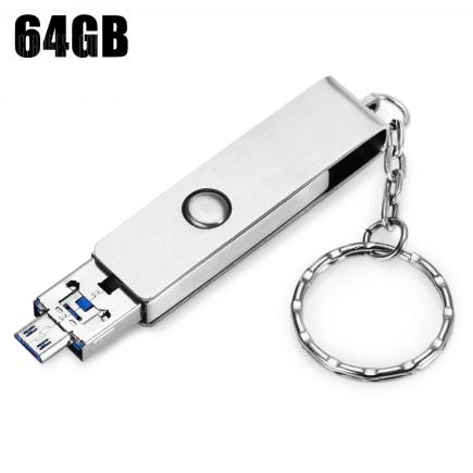 Portable 2 in 1 64GB OTG Micro USB + USB 3.0 Flash Drive