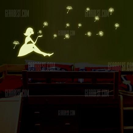 Dandelion and Girl Design Fluorescent Wall Stickers