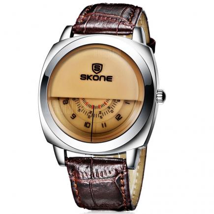 SKONE 1204 Fashion Half Dial Design Men Quartz Watch