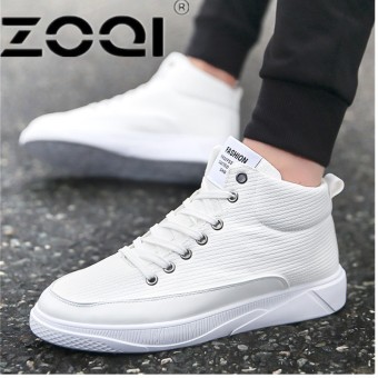 ZOQI Populer Menjalankan Sepatu untuk Pria Buckle Sisi Tinggi Pria Sport Sepatu Kamuflase Bantalan Karet Sneakers Pria (Putih) -Intl
