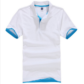 Zuncle POLO Pria Lengan Pendek Kaos Golf Kaus Tenis (Putih + Biru Muda)