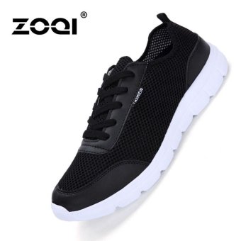 ZOQI Fashion Bernapas Mesh Sepatu Pasangan Sneaker Kasual Sepatu (Hitam)-Intl