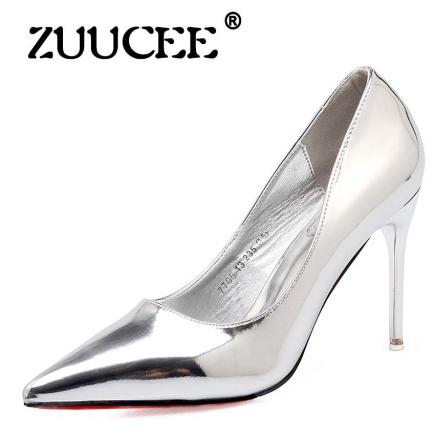 ZUUCEE Wanita Sepatu High Heels Gaun Sepatu Pesta Wanita Lace-up Pompa Wanita Mary Janes Sepatu (Silver) -Intl