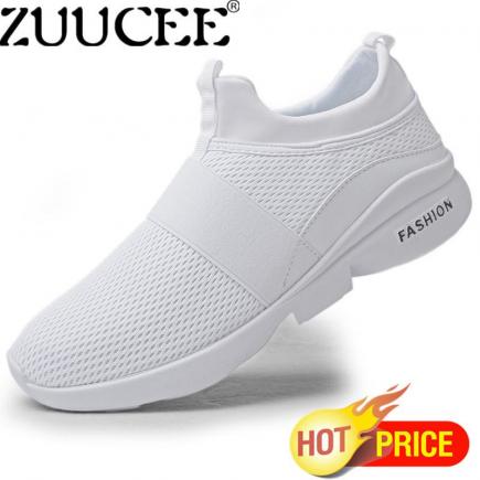 Zuuceee Pria Ledakan Sepatu Putih Kecil Kasual Menjalankan Sepatu Selip (Putih)-Internasional