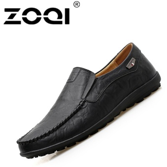 ZOQI Ukuran Besar Sepatu Mengemudi Slip-ons & Loafer Rekreasi Kasual Sepatu Datar (Hitam)