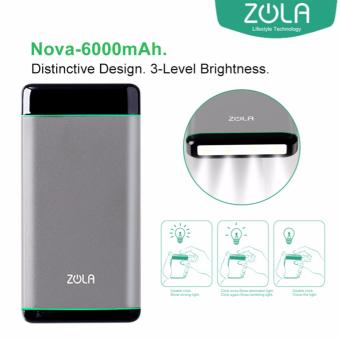 Zola Nova 6000 mAh Fast Charging 2.1A Powerbank - Silver
