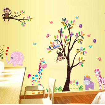 Kreatif Hewan Gajah Monkey Lion Burung Hantu Pohon Butterfly Kids Room Decals Stiker Dinding Ruang Tamu Kamar Tidur Wallpaper Mural Art Poster Hadiah untuk Anak-Intl