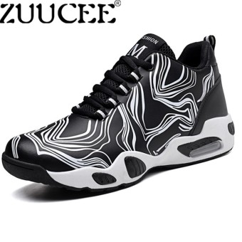 Zuucee Keranjang Kasual Sepatu Pria Sneakers Sepatu Bantalan Udara (Putih Hitam)-Internasional