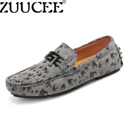 ZUUCEE Fashion Pria Datar Loafers Mengemudi Sepatu Kasual Pecinta (warna Abu-abu Terang)-Intl