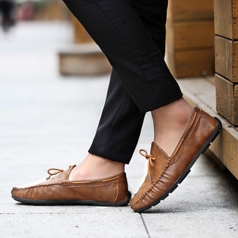 ZOQI Slip Ons Pria Fashion Cahaya Nyaman Loafer Shoes (Coklat)-Intl