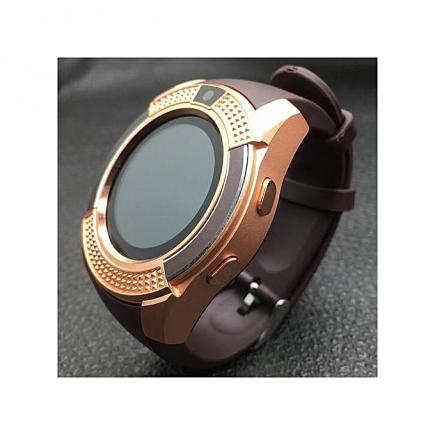 Smart Watch V8 - Carte SIM, Horloge,Caméra, Ecran tactile....Circulaire - GOLD