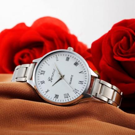 Hiamok_Fashion Women Crystal Stainless Steel Analog Quartz Wrist Watch