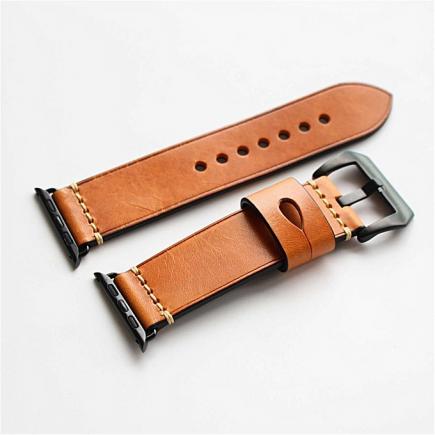 38/42mm Genuine Leather Watch Band Wrist Strap For Apple Watch iWatch Series 1 2 #red brown 38mm