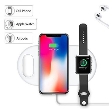 Cool-Essential 3 in 1 Ultra-Slim Qi Wireless Charger Portable Charge Dock Station Fast Charging Pad for iPhone X/8/8 Plus Apple Watch Airpods Samsung Galaxy Note 8/S7/S8/S8+ and All Qi Enable Devices