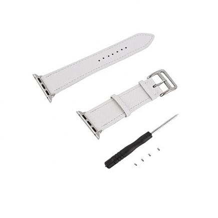 OR Leather Strap Cuff Bracelet Watch Bands Fashion Design For 38mm 42mm Iwatch-pearl White-38mm