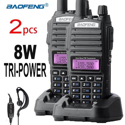 Baofeng Walkie Talkie UV-82 8W UV82 HP Tri-Power Dual PTT & Band 8W H,M,L Selection