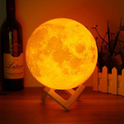 18cm Magical Two Tone Moon Table Lamp USB Rechargeable Luna LED Night Light Touch Sensor Gift 