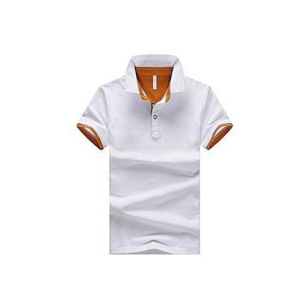 2018 Solid Mens POLO Shirts Brand Cotton Short Sleeve Camisas Polo Summer Stand Collar Male Polo Shirt-white&orange