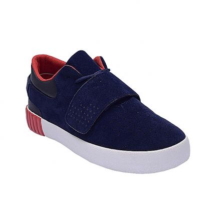 Suede Lace Up Sneakers With Velcro - Blue